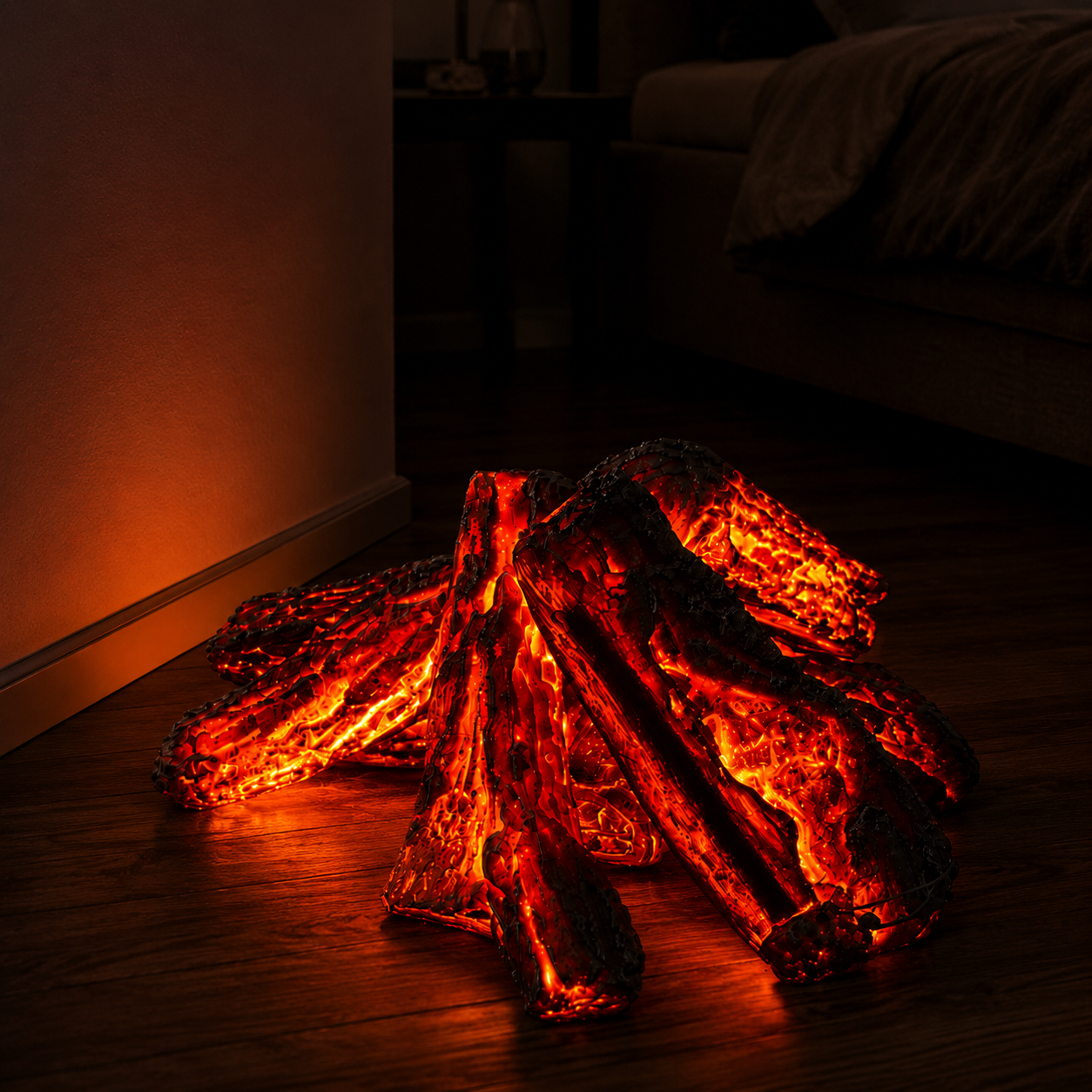 장작 모형 가짜 모닥불 LED 3D 불꽃 동적 조명 캠핑 카페 호텔 인테리어 소품 - 상세 이미지 2