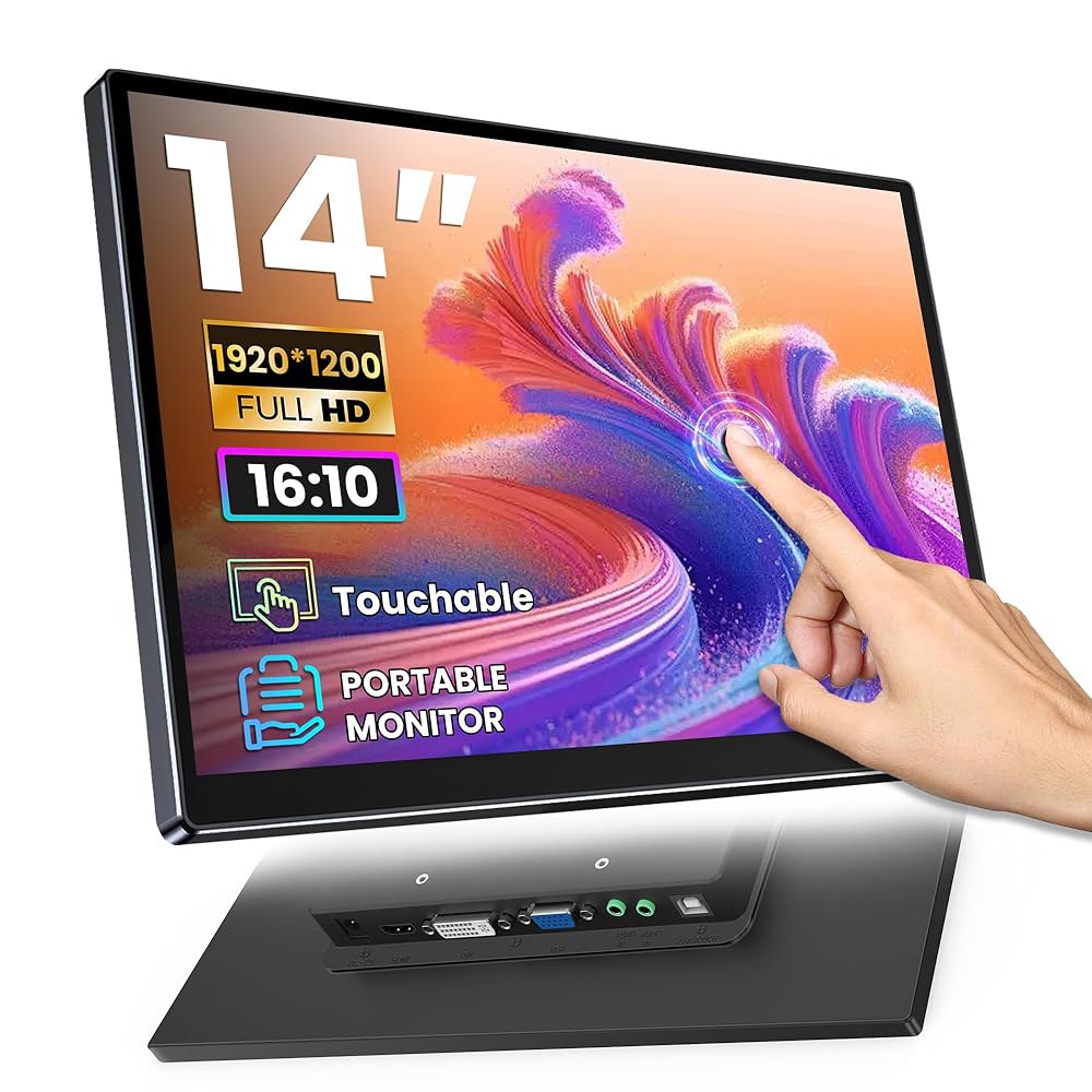 HOWENS 14인치 터치스크린 모니터, FHD 1920x1200, 100 sRGB, 16 10 화면 비율, 산업용 POS 키오스크 노트북 /PC /Ra Pi /게임 콘솔용 HDM - 상품 이미지