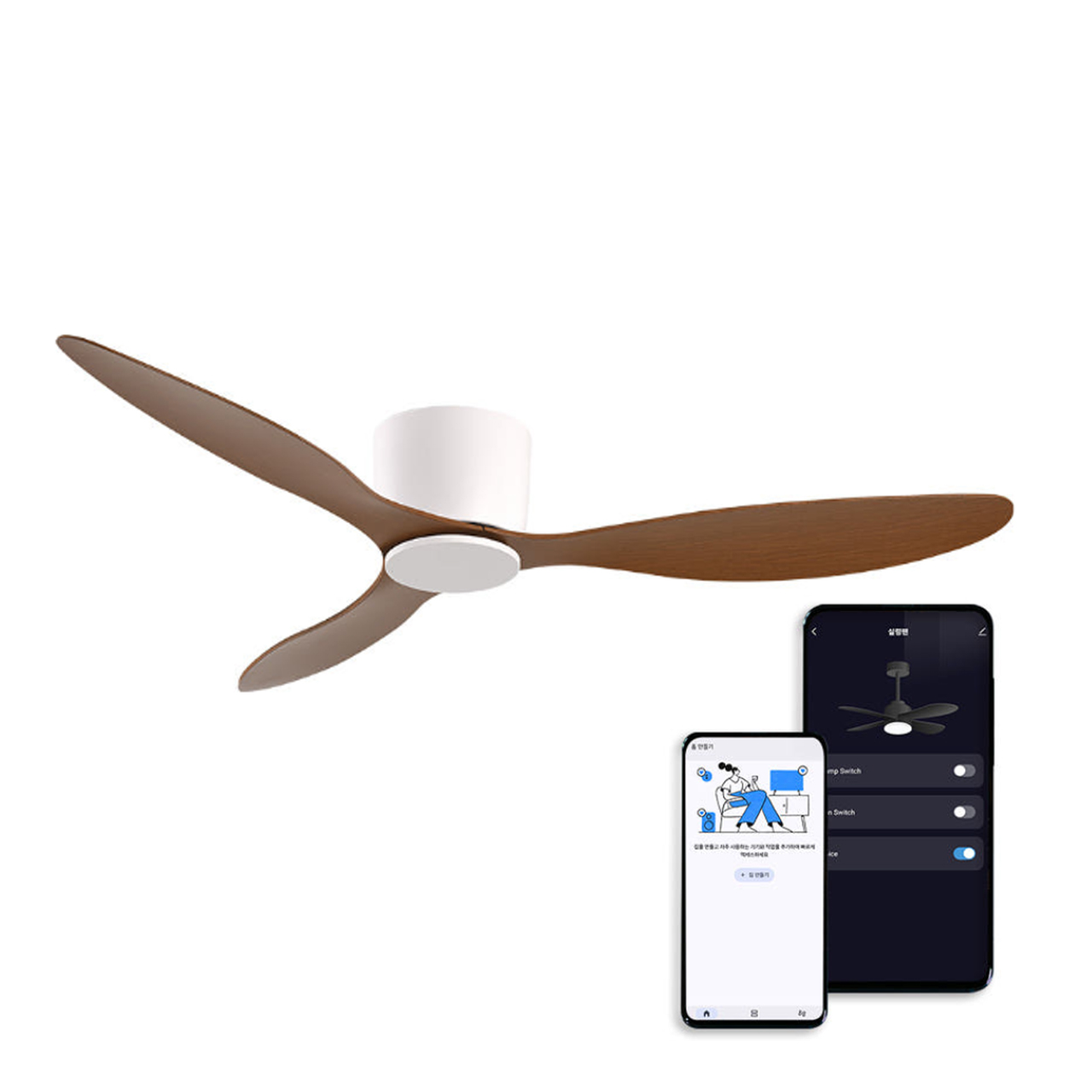 비브르디 BLDC IOT 미니 42인치 실링팬 저소음 천장선풍기 106cm, 다크우드 - 상품 이미지