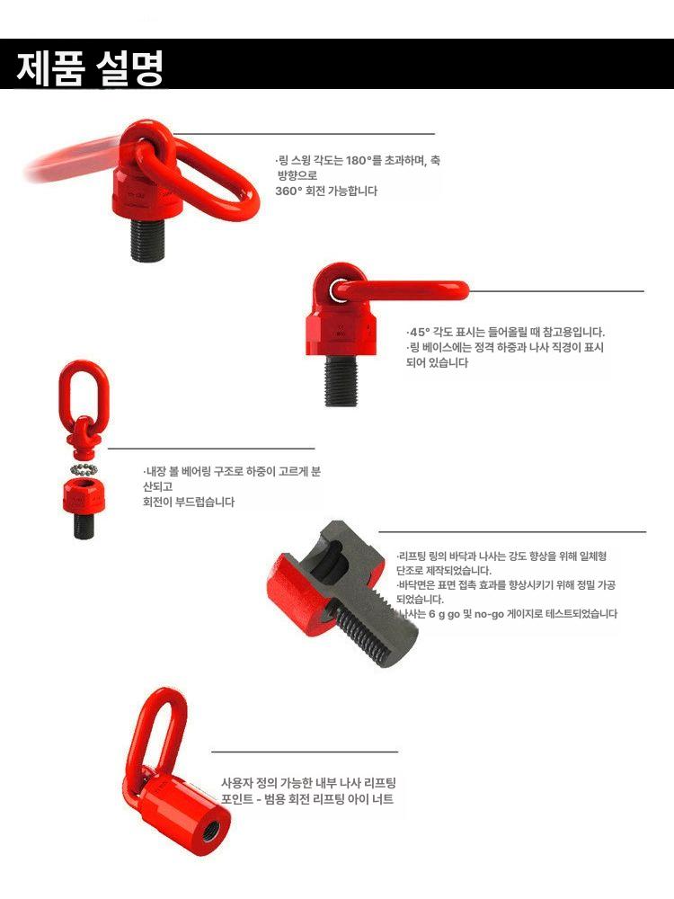 리프팅 체인블럭 아이볼트 스크류 링크 범용 맞춤 사이즈 재질 타입 고리 윈치 - 상세 이미지 4