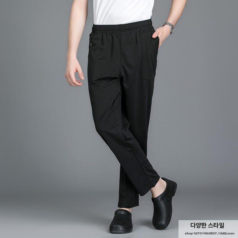 주방 조리복 바지 얇은 밴딩 S 슬랙스 블랙 팬츠 허리 블랙 여름 얇은 3XL - 상세 이미지 5