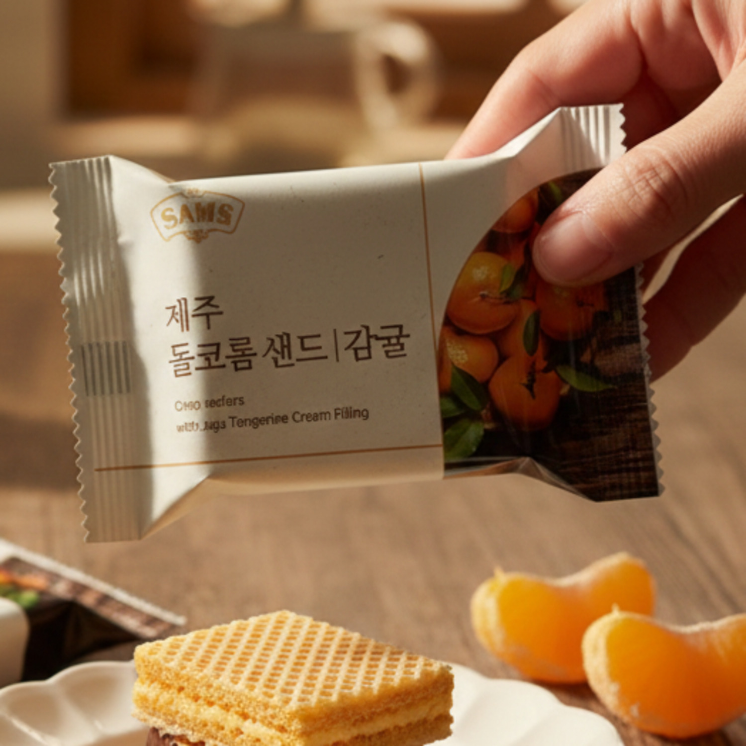 제주 샌드 웨하스 우도땅콩 녹차 기념품 감귤 프리미엄 쿠키 (140g x 1개) - 상세 이미지 5