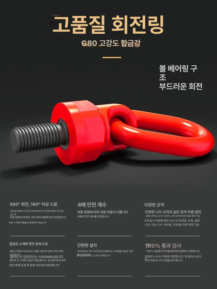리프팅 체인블럭 아이볼트 스크류 링크 범용 맞춤 사이즈 재질 타입 고리 윈치 - 상세 이미지 2