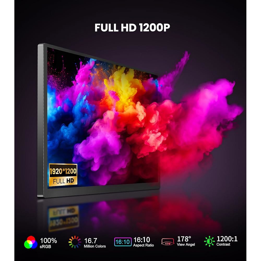 HOWENS 14인치 터치스크린 모니터, FHD 1920x1200, 100 sRGB, 16 10 화면 비율, 산업용 POS 키오스크 노트북 /PC /Ra Pi /게임 콘솔용 HDM - 상세 이미지 2