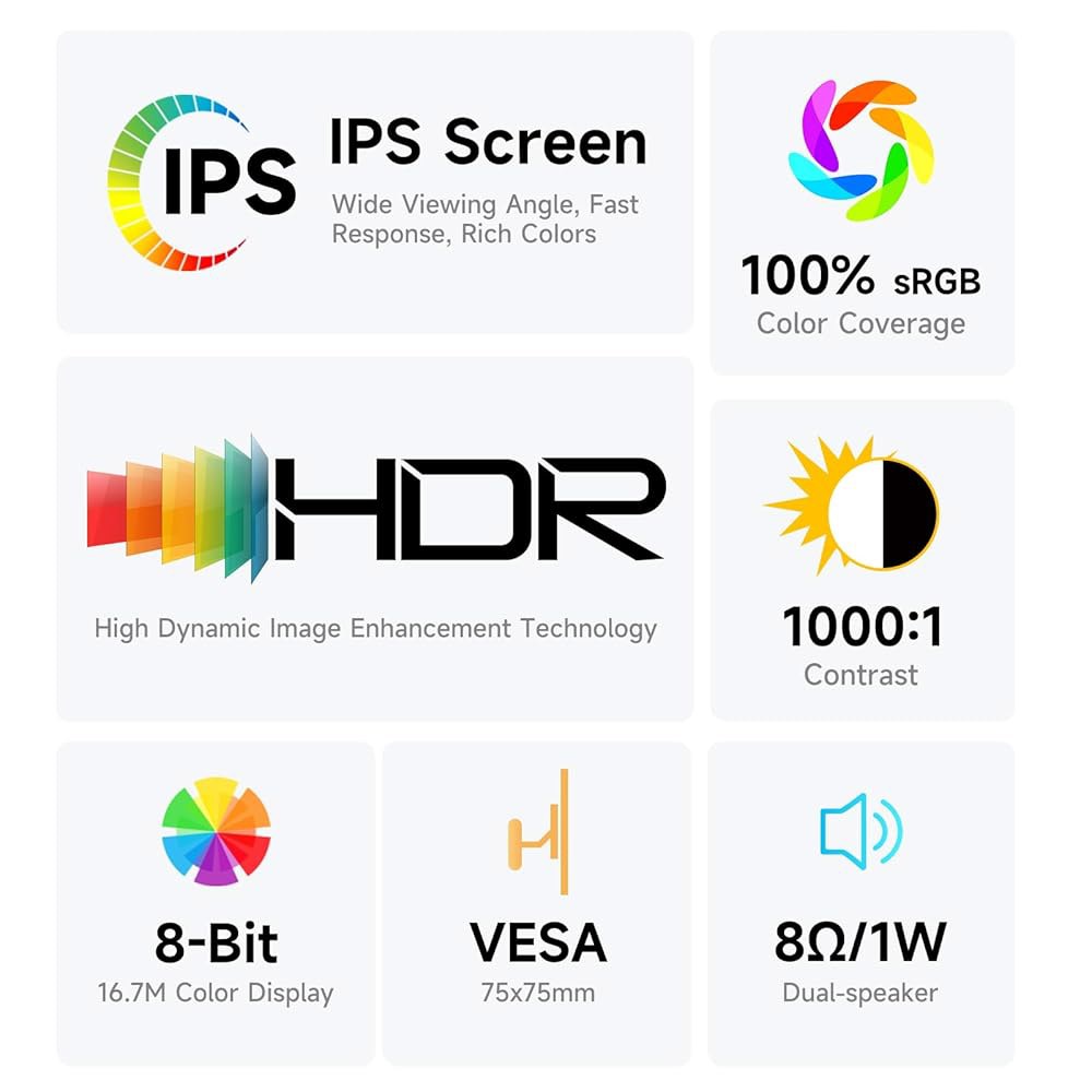 AYY 16인치 2.5K 120Hz 휴대용 모니터, 2560x1600 HDR IPS 디스플레이, QHD 100 sRGB, USB-C 및 HDMI, 케어 외장 보조 화면, 노트북 - 상세 이미지 2