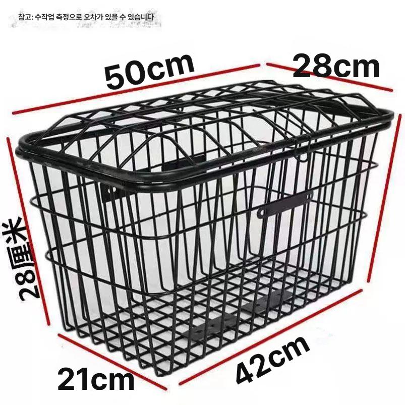 철망 앞바구니 자전거 바스켓 보관함 수납함 짐 사각 장바구니 브라켓 캐리어 걸이식 - 상세 이미지 5