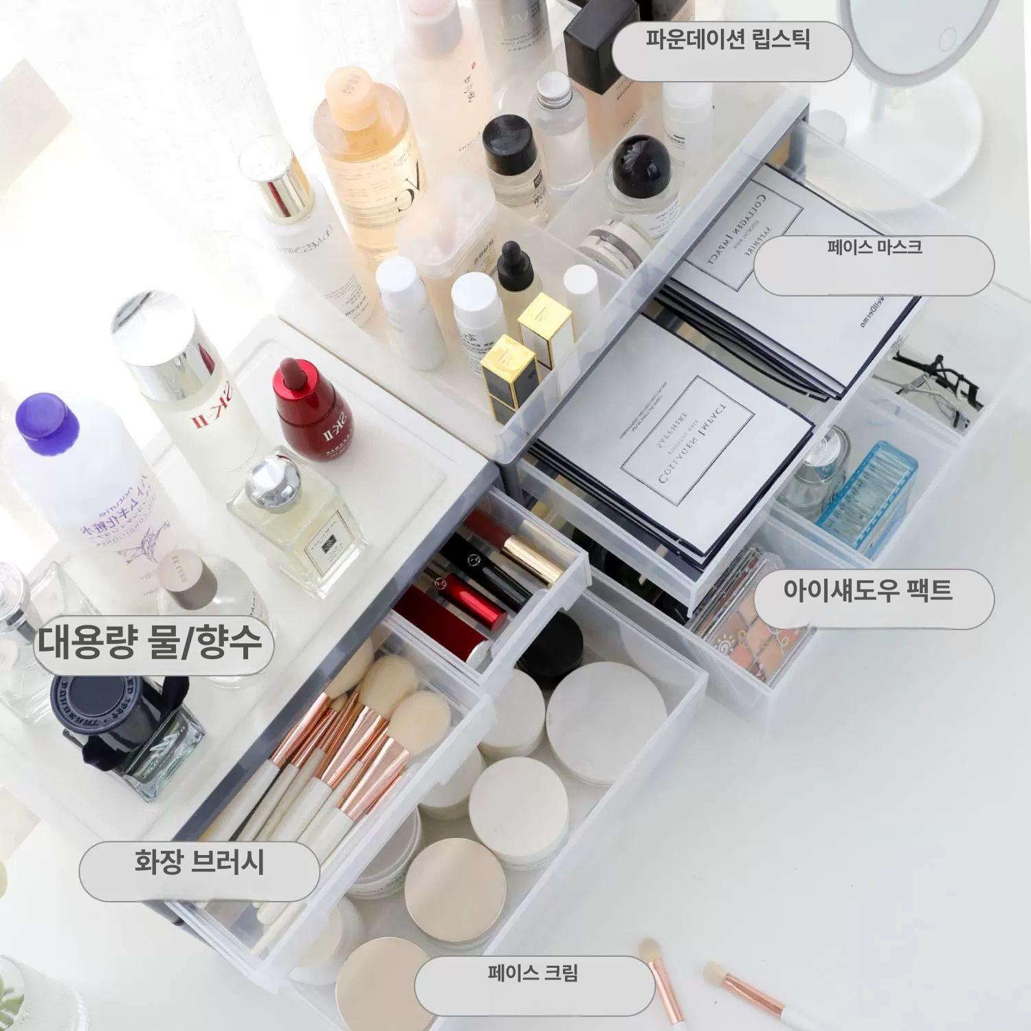 책상 서랍형 수납함 소품 칸막이 데스크 수납정리함 멀티박스 투명보관함 모듈형 - 상세 이미지 2