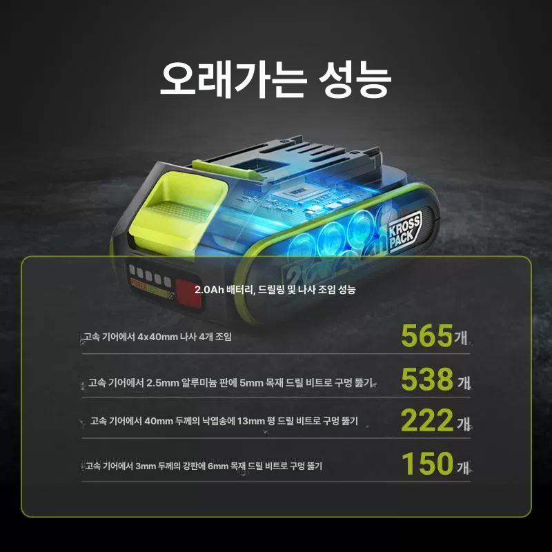 공구 녹색 배터리 작업 드릴 출력 임팩트 임팩렌치 브러쉬리스 - 상세 이미지 5