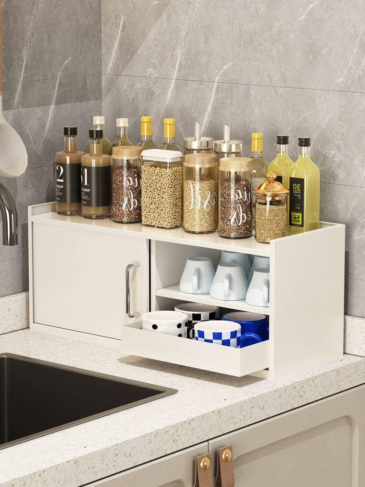 보관함 수납정리함 조미료장 슬라이딩정리대 주방선반 싱크대 양념통 레일 서랍형 - 상세 이미지 4