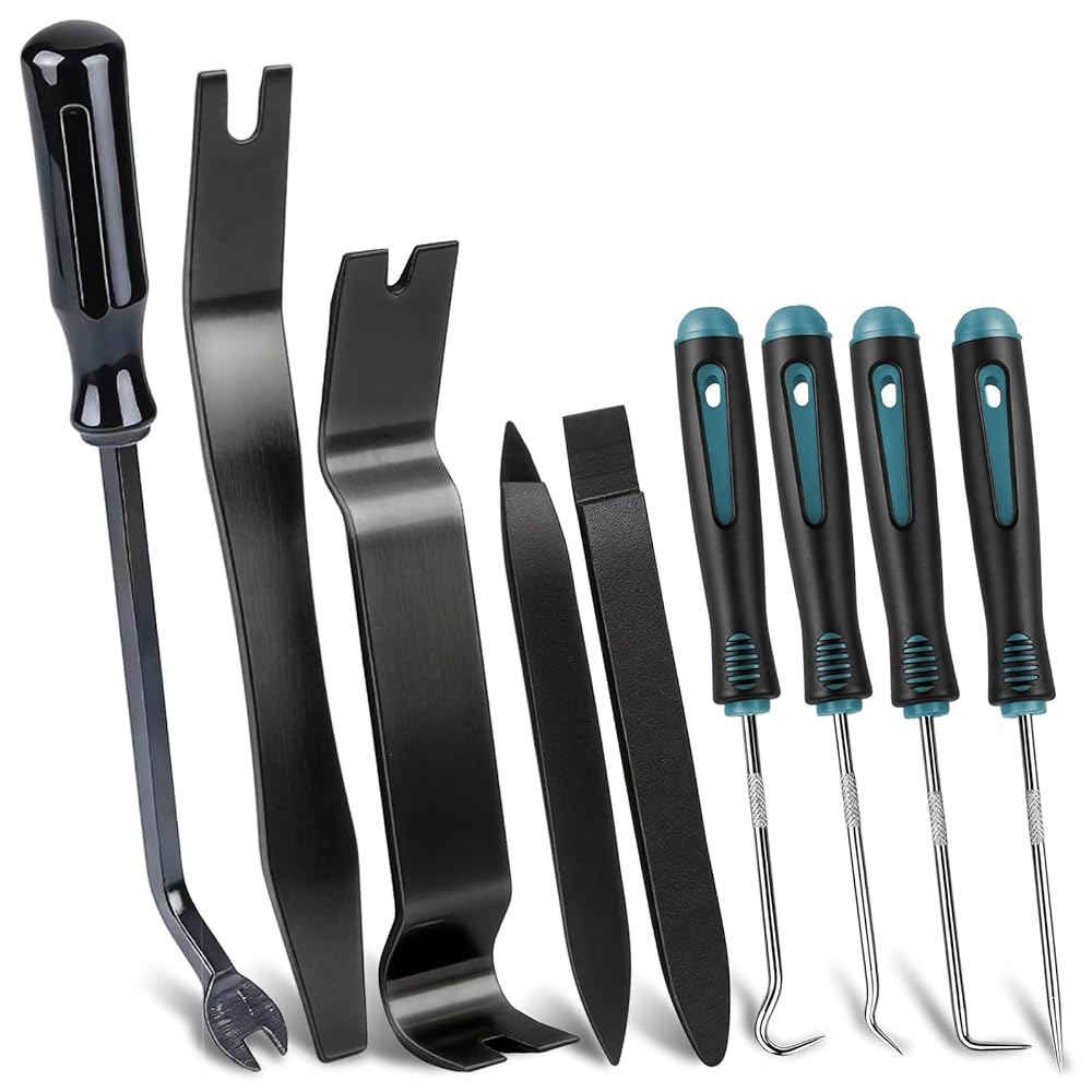 Aleric 9Pcs 자동 트림 제거 도구 키트 - 도어 패널 대시보드 클립 제거기, 패스너 정밀 후크 및 픽 세트를 위한 플라스틱 프라이 - 상세 이미지 2