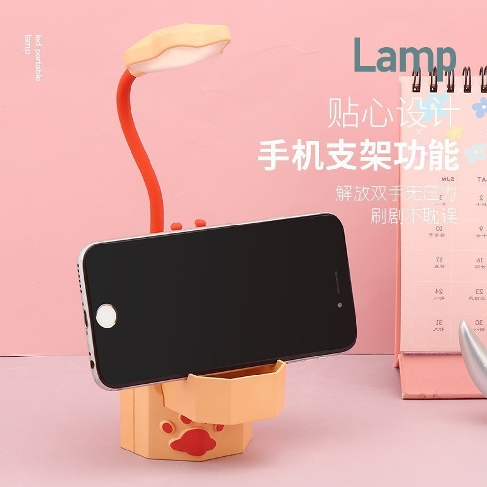 파스텔톤 미니 스탠드 조명 탁상등 카툰 USB 충전식 눈 보호 캐릭터 책상 램프 YC5801 귀여운 쥐 - 상세 이미지 3