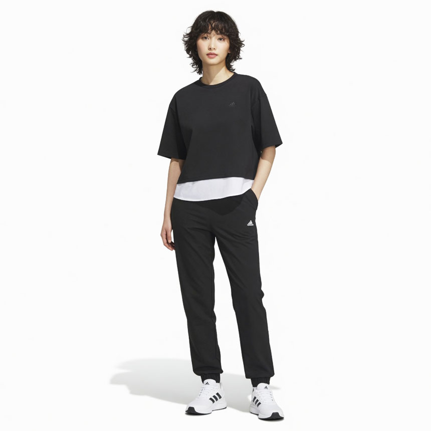 아디다스 여성 레이어드 삼선 루즈핏 순면 반팔 티셔츠 KA1018 - 상세 이미지 5