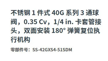 SS-42GXS4-51SDM 스테인리스강 3방향 볼 밸브 0.35Cv 1/4in. 클램프 조인트 180