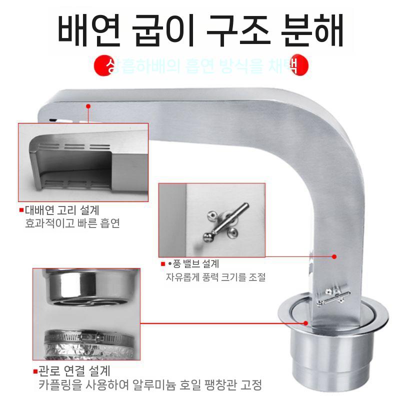 고기집 환풍기 불판 탁상용 연기흡입 주방환풍기 주방후드 후드 주방 교체 실버 렌지후드 후황 - 상세 이미지 5