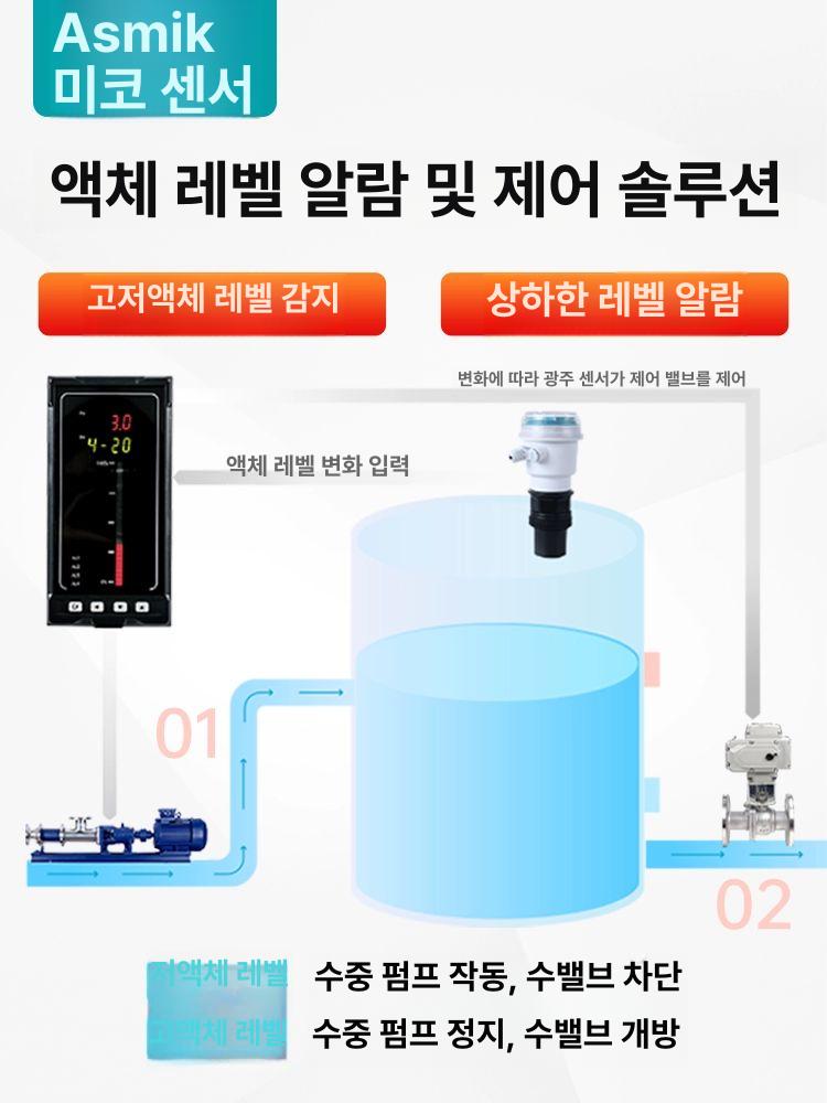 디지털 초음파수위계 물탱크 깊이 수위측정기 수심 감지기 액체 도징 레벨 유량 출력 - 상세 이미지 4