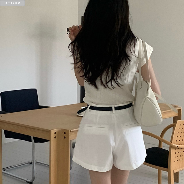 테븐 핀턱 A라인 탄탄 코튼 반바지 2col S,M 봄 여름 4부 플레어 숏팬츠 제이플로우 이미지 8