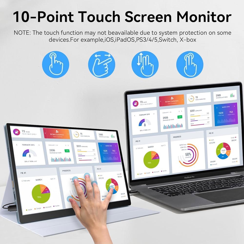쇼스크린 10.5인치 OLED 2.5K 휴대용 터치 모니터, 100 DCI-P3, Windows Android Switch용 - 상세 이미지 2
