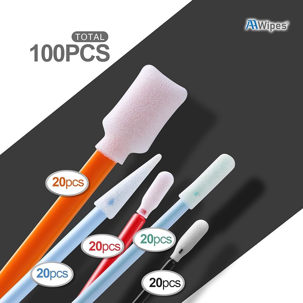 AAwipes 클린룸 폼 팁 면봉 세트(5가지 색상 및 스타일, 100팩) - 카메라, 광학 렌즈, 예술 공예, 회화, 총기, 프린터, 자동 디테일링(FC502)을 위한 다양한 - 상세 이미지 2