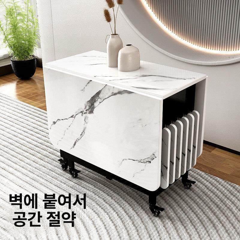 접이식 폴딩 식탁 휴대용 이동식 바퀴 확장형 다이닝테이블 소형 공간활용 가정용 거실 주방 좌식식탁 - 상세 이미지 4