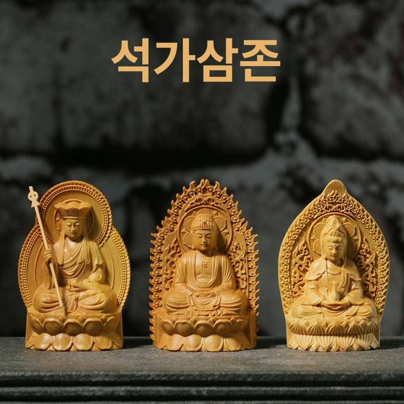 회양목 미니불상 조각상 인테리어 선물 부처상 불교 관음 장식품 수공예 가정 제단 - 상세 이미지 2