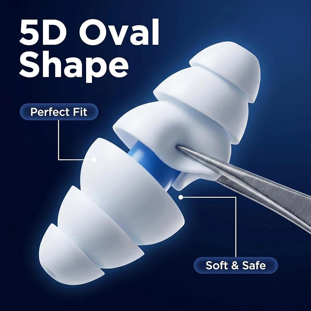 수면을 위한 35dB 소음 감소 이어플러그, 재사용 가능한 부드러운 실리콘 코골이를 5D 타원형 편안함, 사이드 슬 , 여행 및 수납 케이스 포함 일일 차단 기능 - 상세 이미지 3