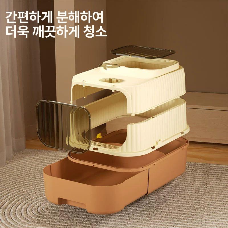 밀폐형 자동화장실 항균 전자동 특대형 분리 모래 캣배변통 배변기 냄새방지 살균 - 상세 이미지 3