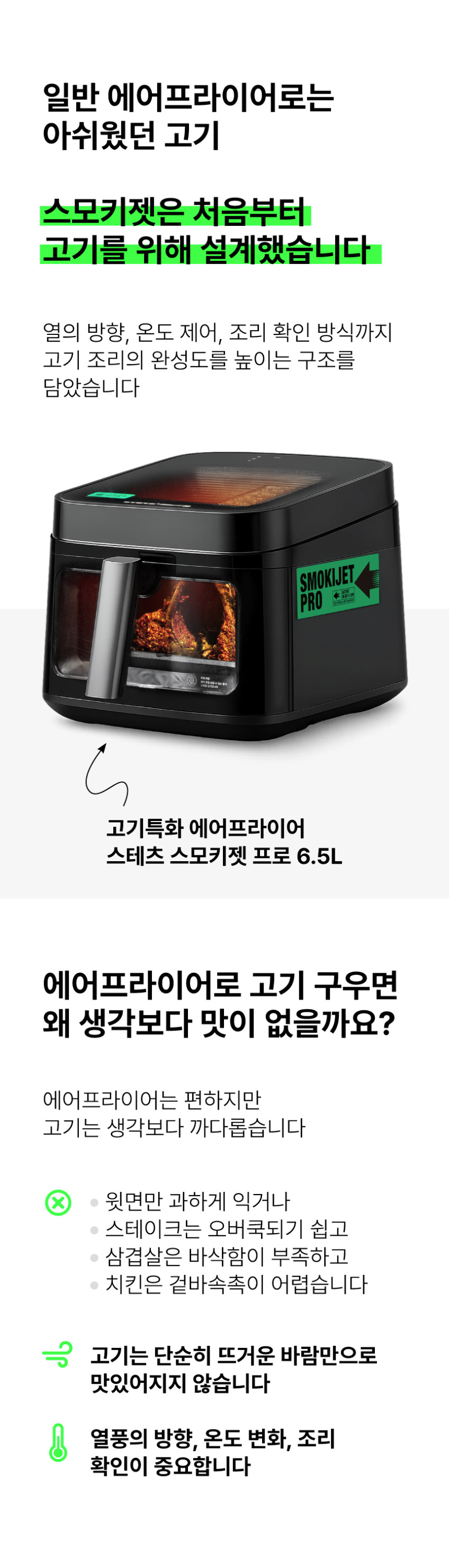 스테츠 스모키젯 프로 윈도우 에어프라이어 6.5L 고기 삼겹살 스테이크 판매처 상세 정보 이미지 3