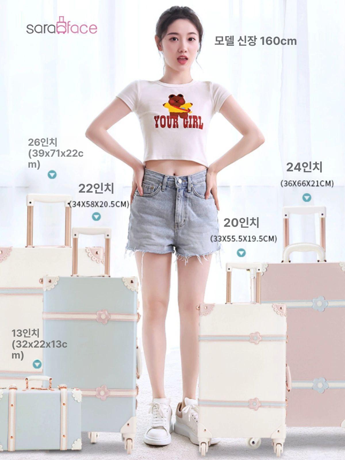 빈티지 복고캐리어 예쁜 유럽풍 케이스 하드 케리어 여행용 복고풍 기내용 가방 앤틱 - 상세 이미지 3