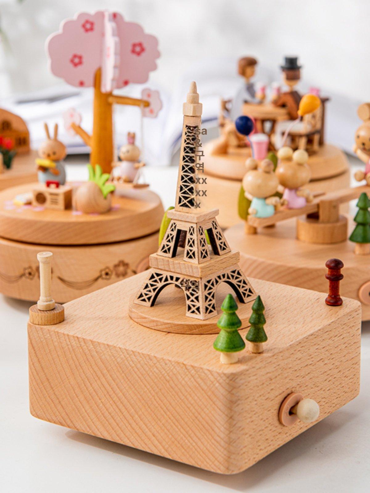 원목 오르골 신혼집 장식 뮤직박스 멜로디 소품 프러포즈 원형 음악 커플 생일선물 - 상세 이미지 4