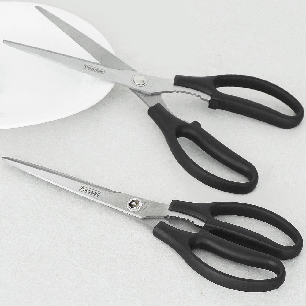1+1 파쿠젠 다용도 양손 주방가위 고기 업소용 25cm, 블랙 2P - 상품 이미지