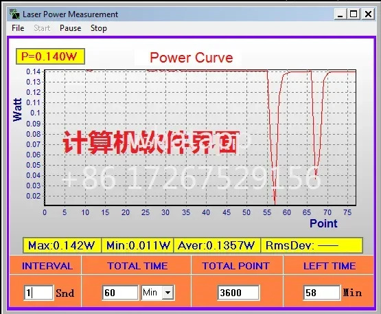 La-s-er 파워 미터 전체 파장 고정밀 0.1mW-2W 범위 0.1mW 해상도 값 가져오기
