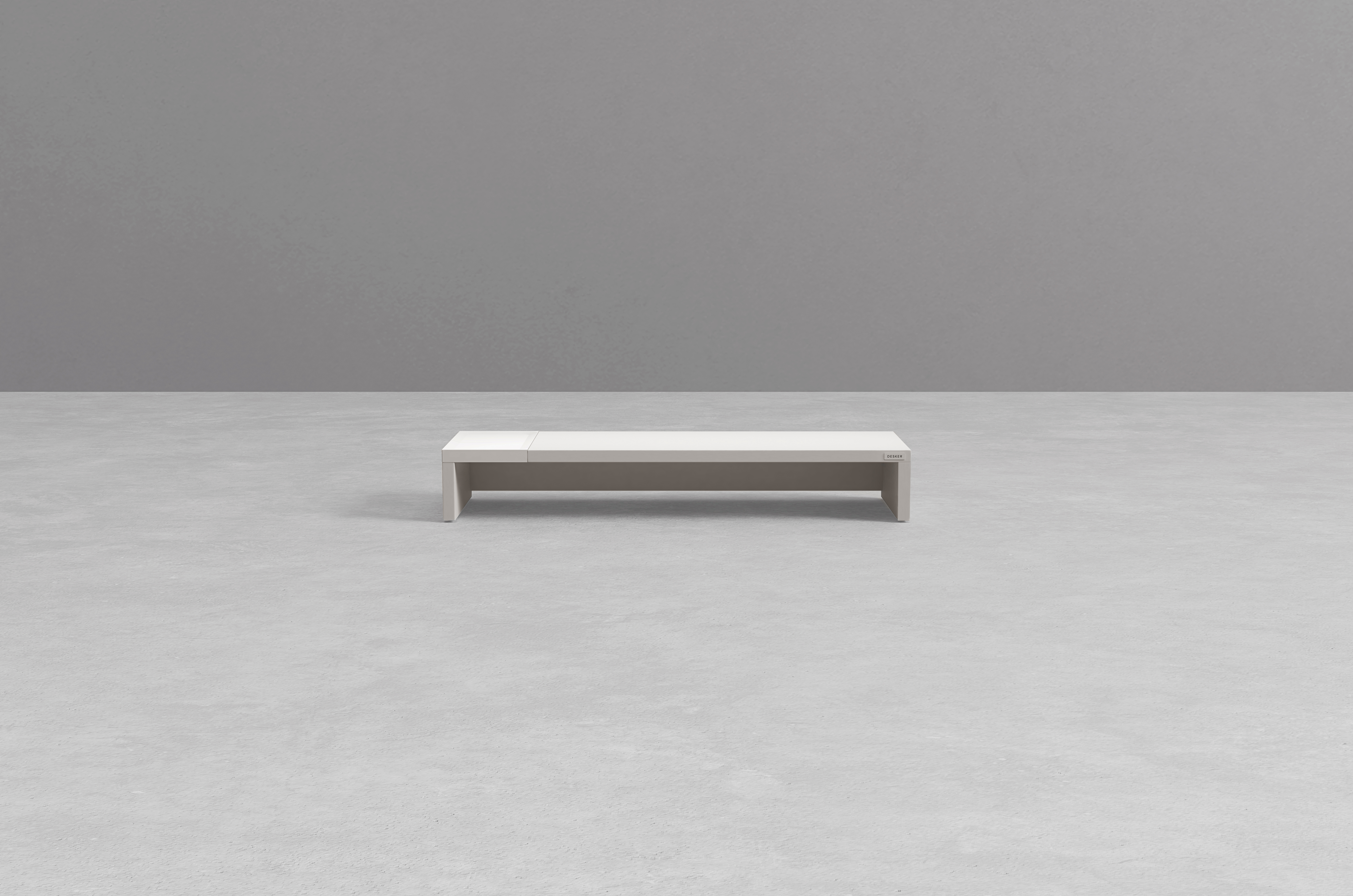 데스커 고속무선충전 USB 허브 모니터 받침대 2.0 600mm, 화이트 - 상품 이미지