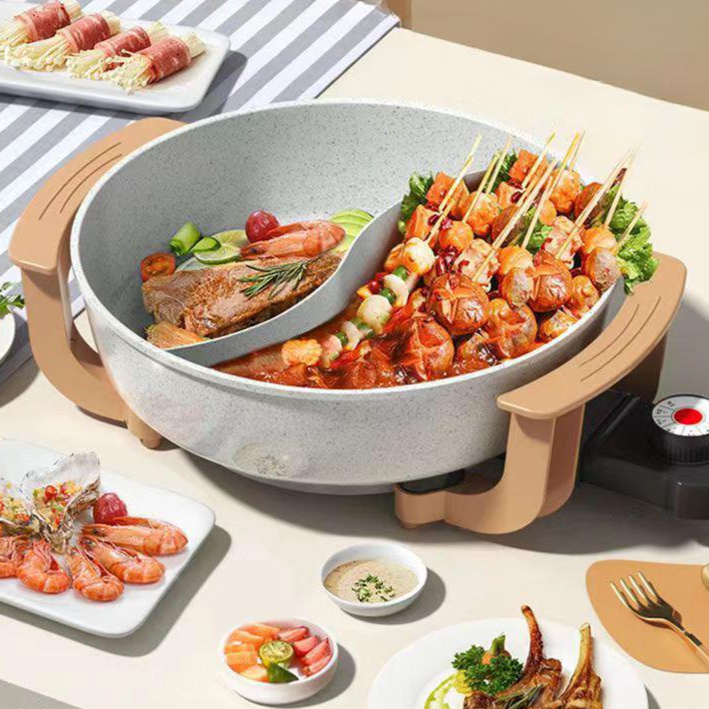 전기 반반냄비 샤브샤브 훠궈 쿠커 다용도 전골냄비 업소용 대용량 멀티 내솥 가정용 - 상품 이미지