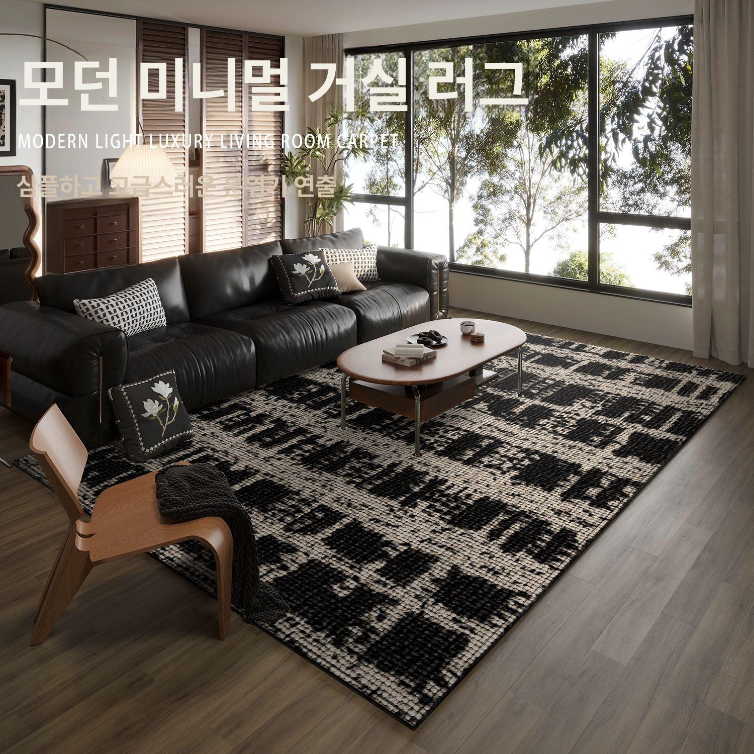 프리미엄 양모러그 카페트 매트 고급 사계절 메리노 단모 빈티지 원형러그 패턴 - 상품 이미지