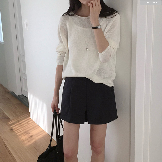 테븐 핀턱 A라인 탄탄 코튼 반바지 2col S,M 봄 여름 4부 플레어 숏팬츠 제이플로우 이미지 7
