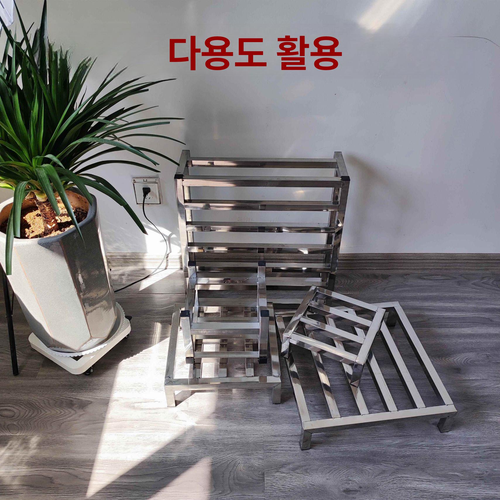이동식 사각 화분받침대 스테인레스 철제 바퀴 거치대 정원용 다목적 운반 휠 강화 스탠드 - 상세 이미지 3