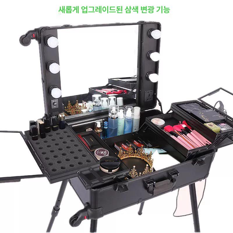 여행용 수납함 이동식 거울 보관함 화장대 케이스 메이크업박스 미용 캐리어 정리함 - 상세 이미지 3