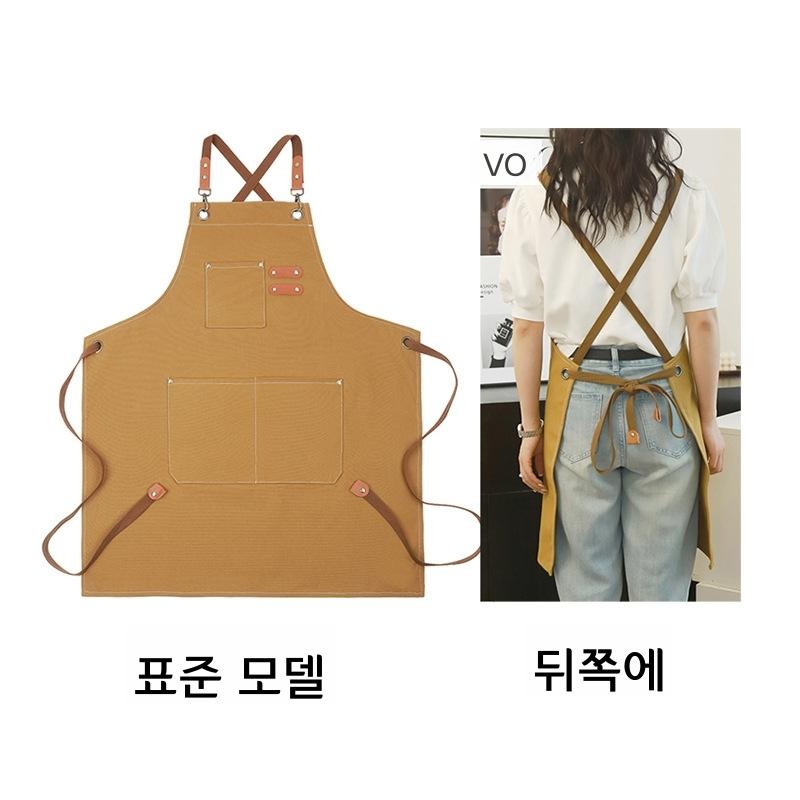 방수 캔버스 앞치마 주방 요리 제빵 작업복 표준 블랙 - 상세 이미지 3