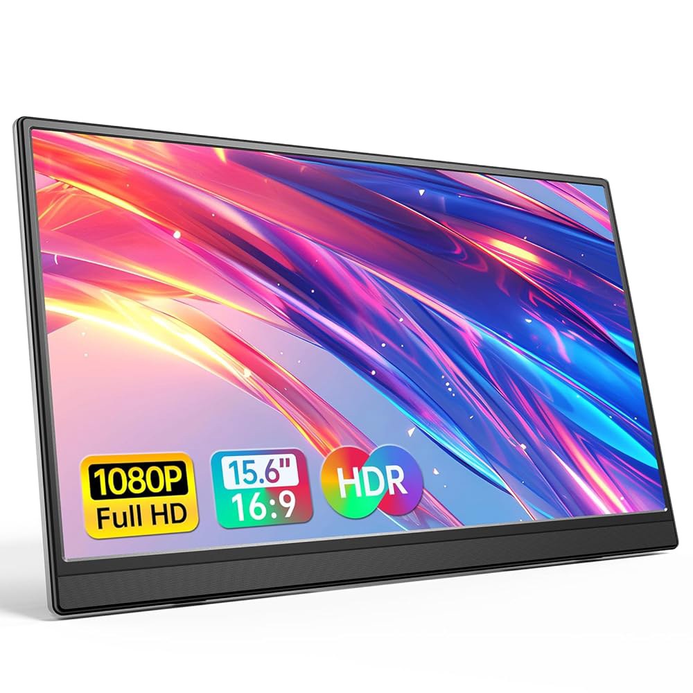 노트북, PC, 맥폰, PS, Xbox, Swich IPS 초박형 제로 프레임 게이밍용 킥스탠드가 장착된 15.6인치 1080P USB-C HDMI 초슬림 여행용 모니터 Anyus - 상품 이미지