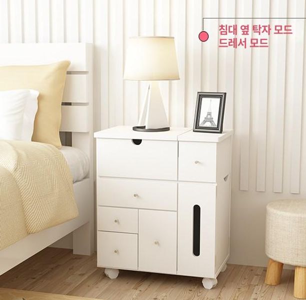 이동식 정리함 협탁 수납박스 대용량 보관함 침대옆 카트 서랍장 바퀴 수납함 간편 정리용품 - 상세 이미지 4