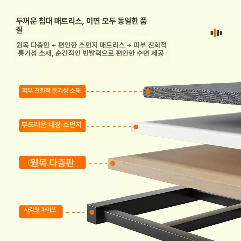 퀸사이즈 철제 수납 침대프레임 깔판형 평상 더블 침대 메탈 프레임 모던 베드 - 상세 이미지 4