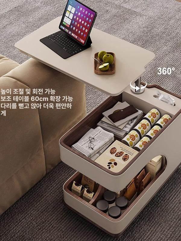 이동식 사이드테이블 리프팅 승강 보조테이블 다용도 수납 탁자 서랍 거실 유압식 - 상세 이미지 2