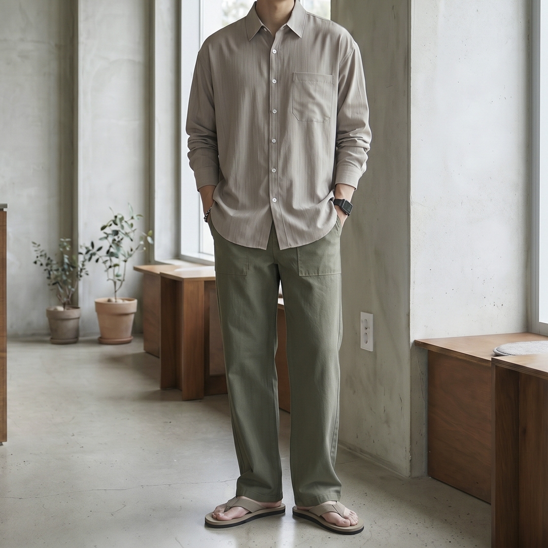 남자 린넨 팬츠 퍼티그 히든 밴딩 스판 밴딩 슬랙스 4color 이미지 8