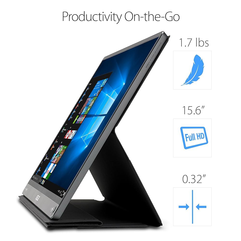 ASUS ZenScreen 15.6 u201D 1080P 휴대용 USB 모니터(MB16AC) - 풀 HD(1920 x 1080), IPS, 타입-C, 케어, 스마트 케이스, 노트북 - 상세 이미지 3