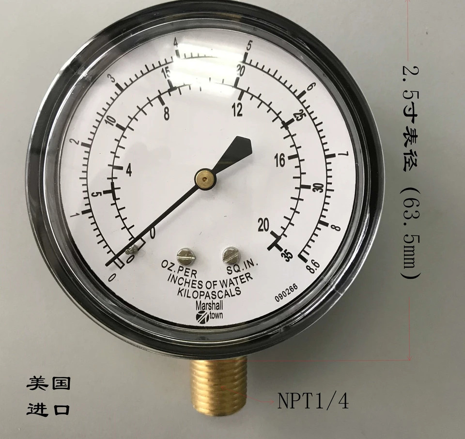 마쉬 올타운 캡슐 마이크로 압력 게이지 8.6KPA 3.5KPA 3PSI미국 G22709