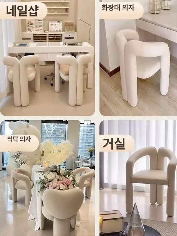벨벳 화장대의자 스툴 금장 쿠션 식당 럭셔리 다이닝체어 프레임 등받이 메이크업의자 - 상세 이미지 5