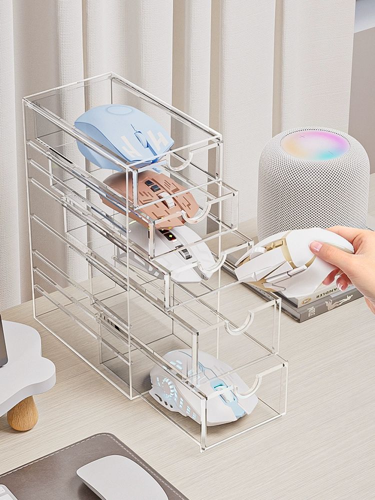 아크릴 선반 마우스보관함 수납함 서랍 정리대 거치대 전시대 진열장 랙 키보드보관함 - 상품 이미지