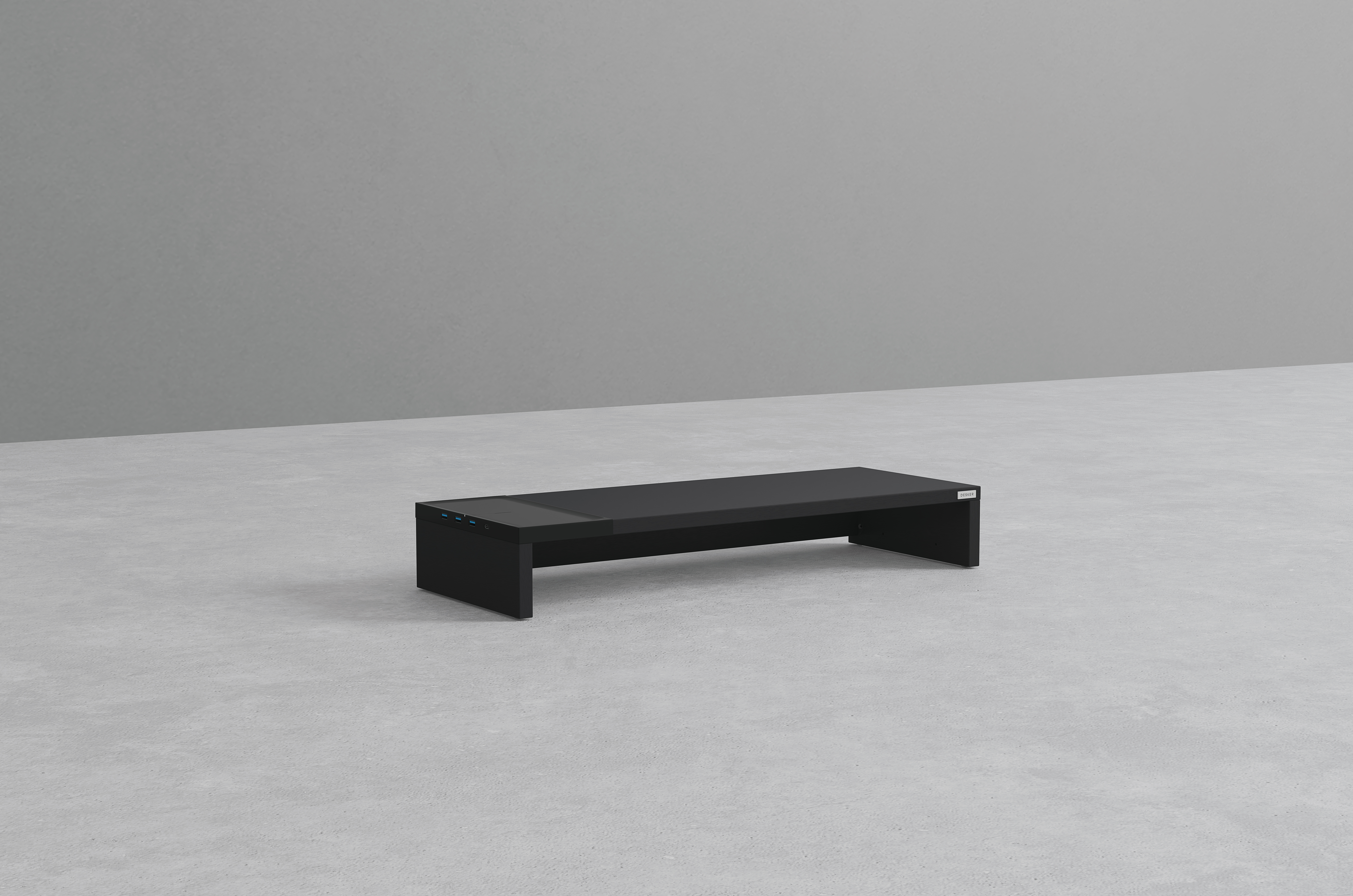 데스커 고속무선충전 USB 허브 모니터 받침대 2.0 600mm, 빈티지블랙 - 상품 이미지