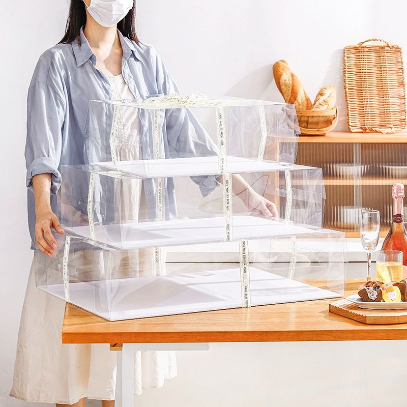 케이크박스 투명케이크상자 높이 포장용기 디저트용 대형케이크상자 선물용 투명사각 - 상품 이미지