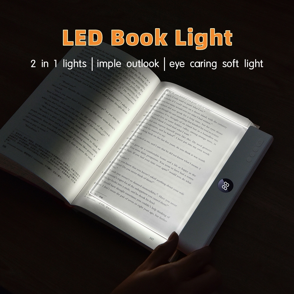 휴대용 LED 독서등 북라이트 책등 무드등 USB 충전식 포트 포함 화이트 3색 조명 밝기조절 - 상세 이미지 2